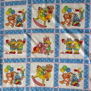 VTG 1984 Muppet Babies Fabric Panel | Kermit Miss Piggy Fozzie Gonzo | Nursery